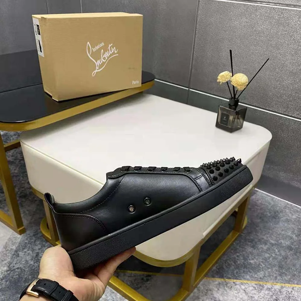 Christian Louboutin Louis Junior Spikes for Men in Black Christian Louboutin Louis Junior Spikes for Men in Black