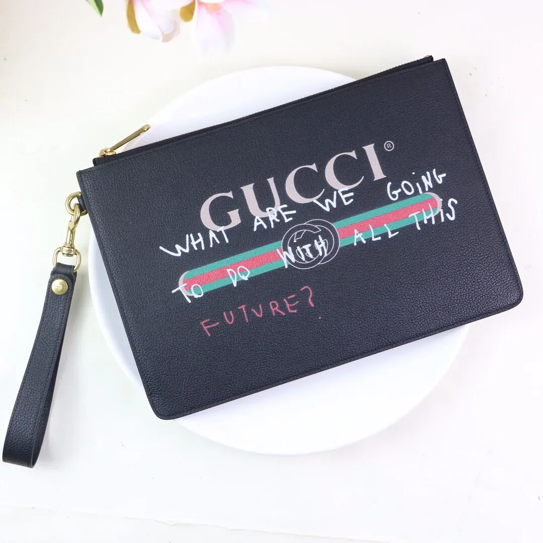 Gucci Printed Pouch Black , Pouch / for Men