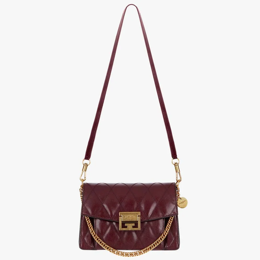 Givenchy Small GV3 Bag in Diamond Quilted Leather for Women in Maroon