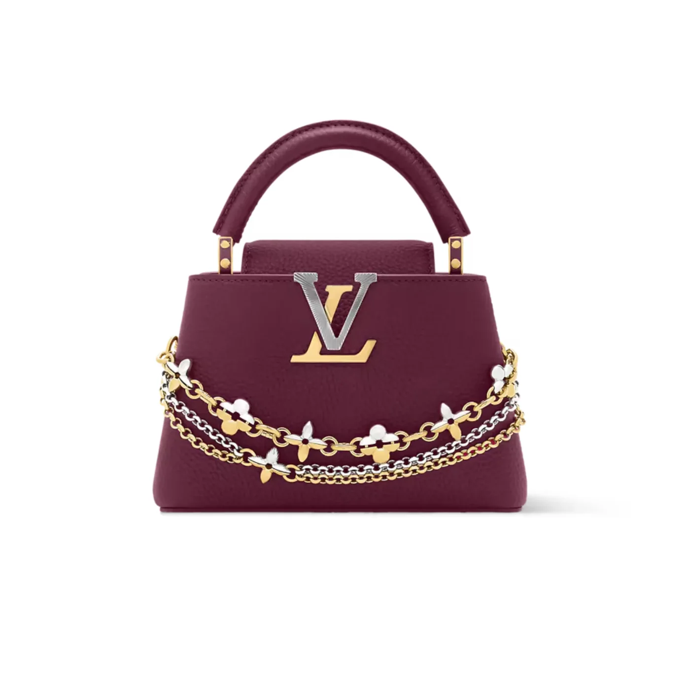 Louis Vuitton Capucines Mini Top Handle Bag / Plum Purple Silver/ Gold Hardware