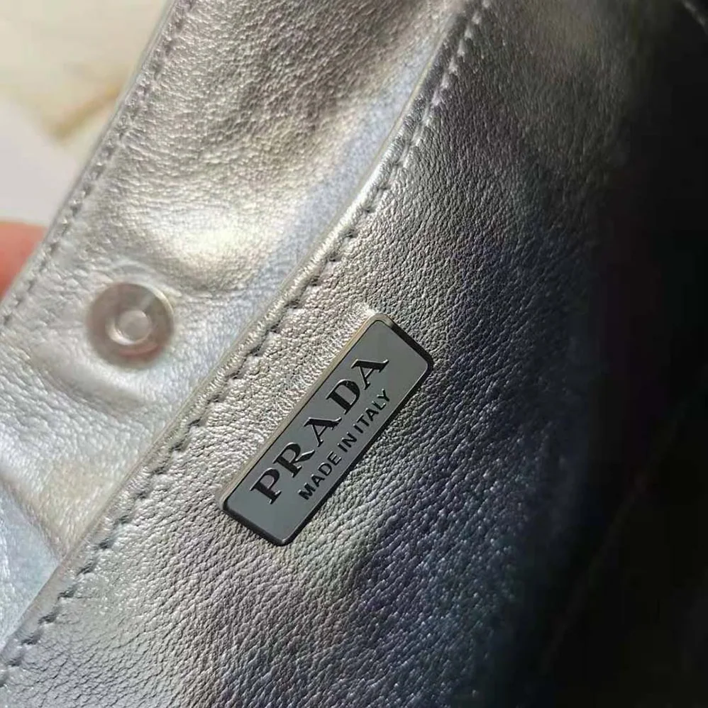 Prada Prada Cleo Brushed Leather Shoulder Bag for Women in Silver