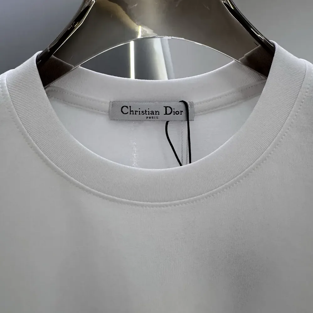 Dior CD Icon T-Shirt Regular Fit White Cotton Jersey for Men