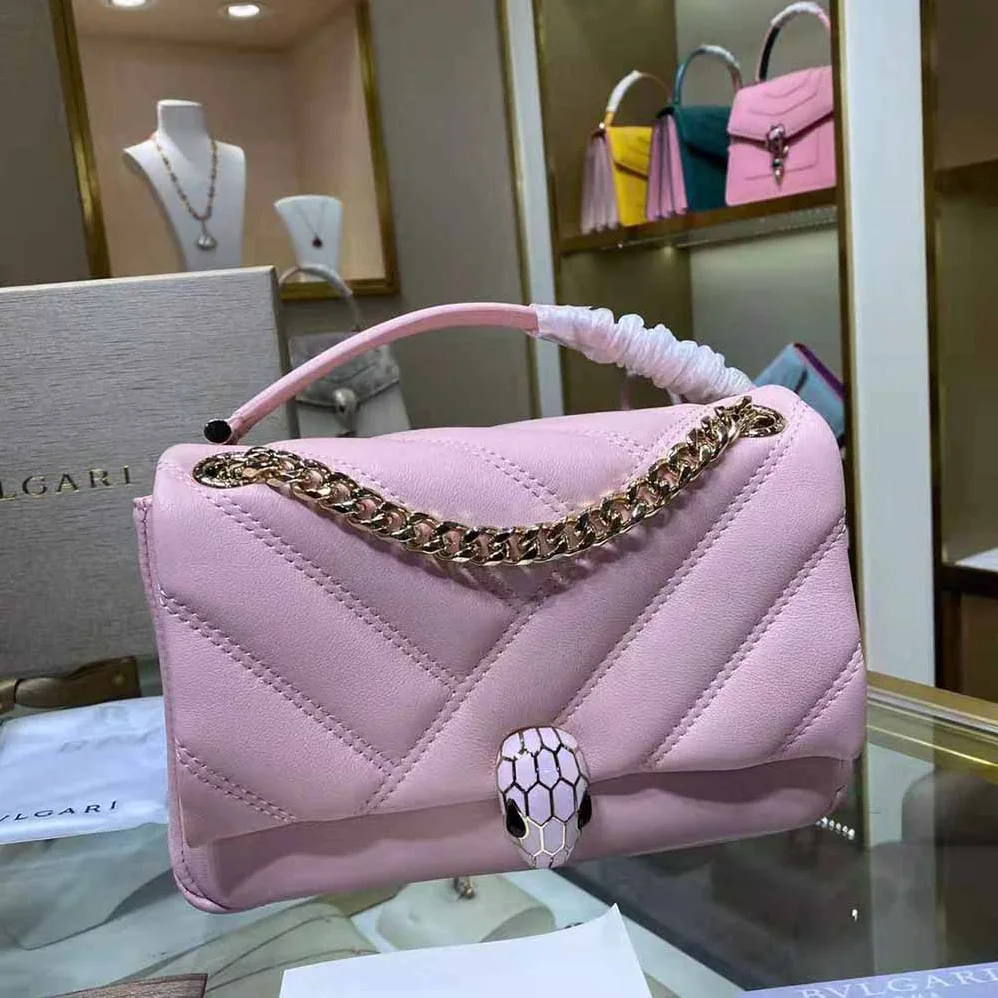 Bvlgari Serpenti Cabochon Shoulder Bag for Women in Pink