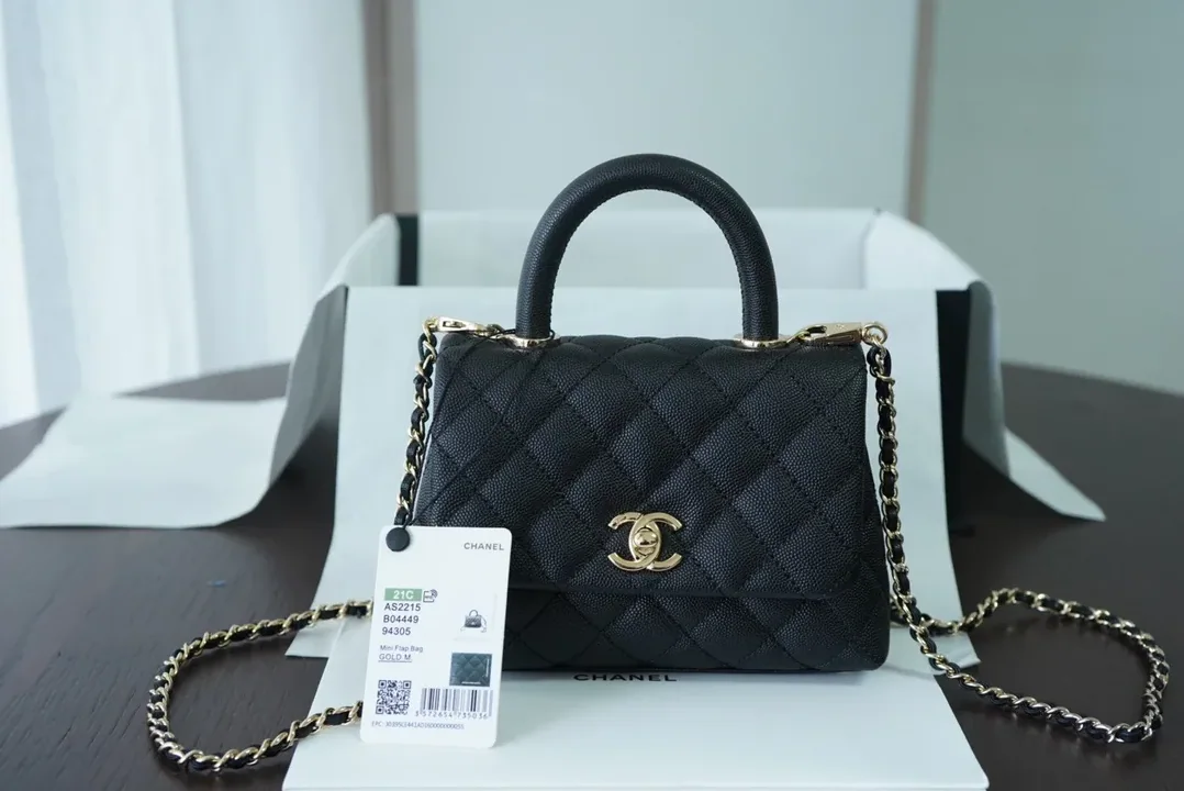 Chanel Classic Mini Flap Coco bag Top Handle Black / Chanel Classic Mini Flap Coco bag Top Handle Black /