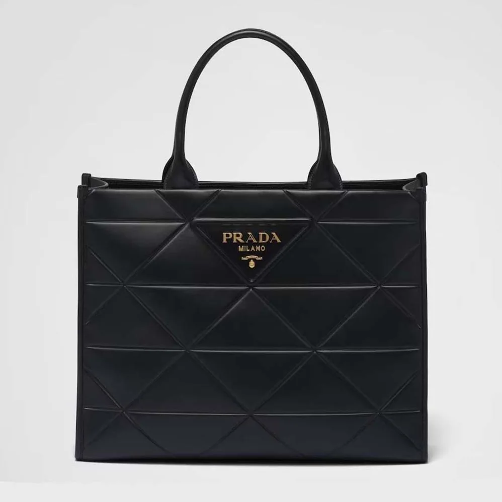 Prada Large Leather Prada Symbole Bag with Topstitching for Women