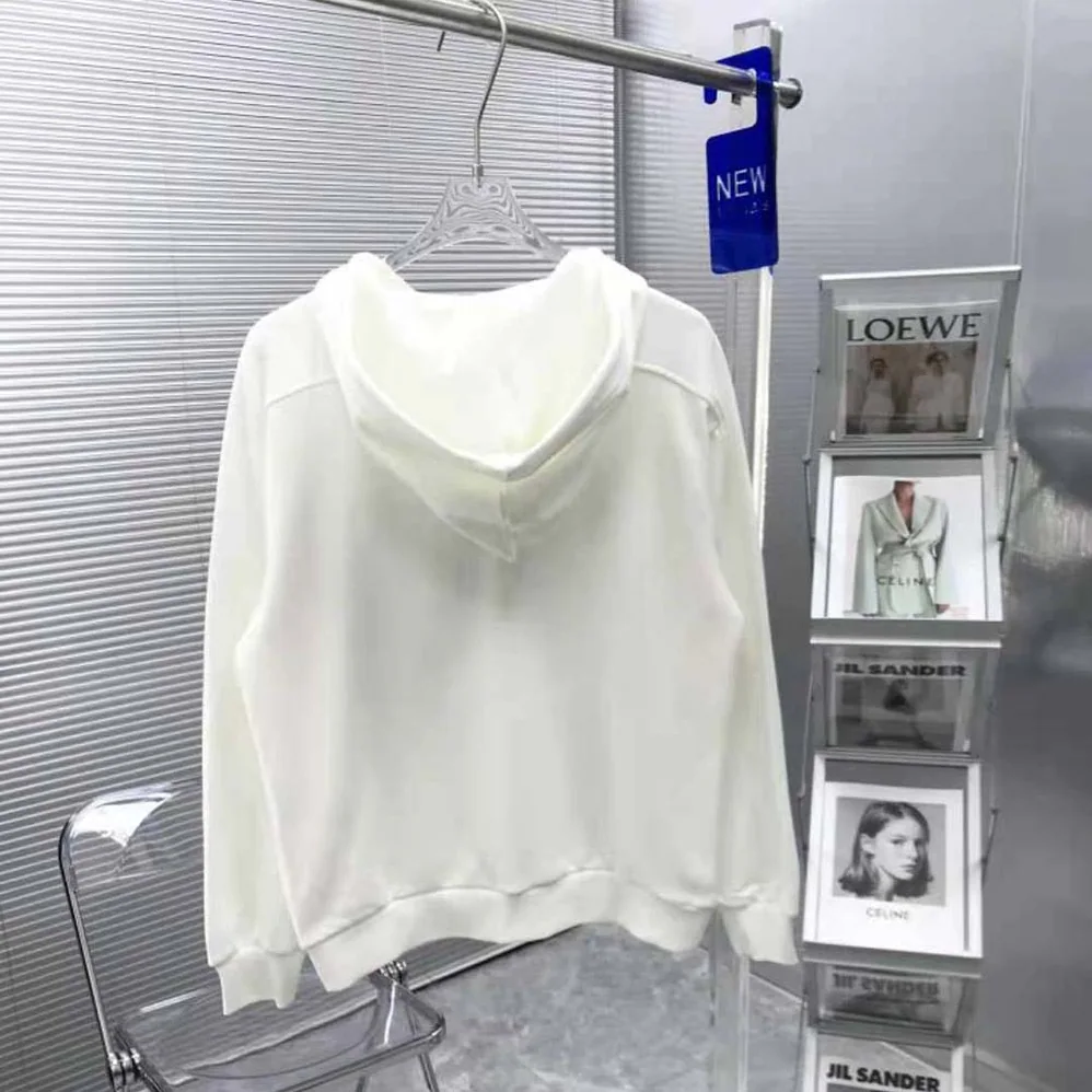 Celine Loose Sweatshirt in Cotton Fleece with Studs for Men in White