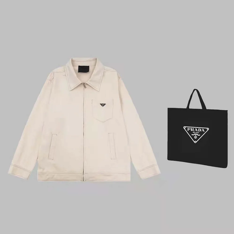 Prada Velvet Denim Blouson Jacket for Women in Beige