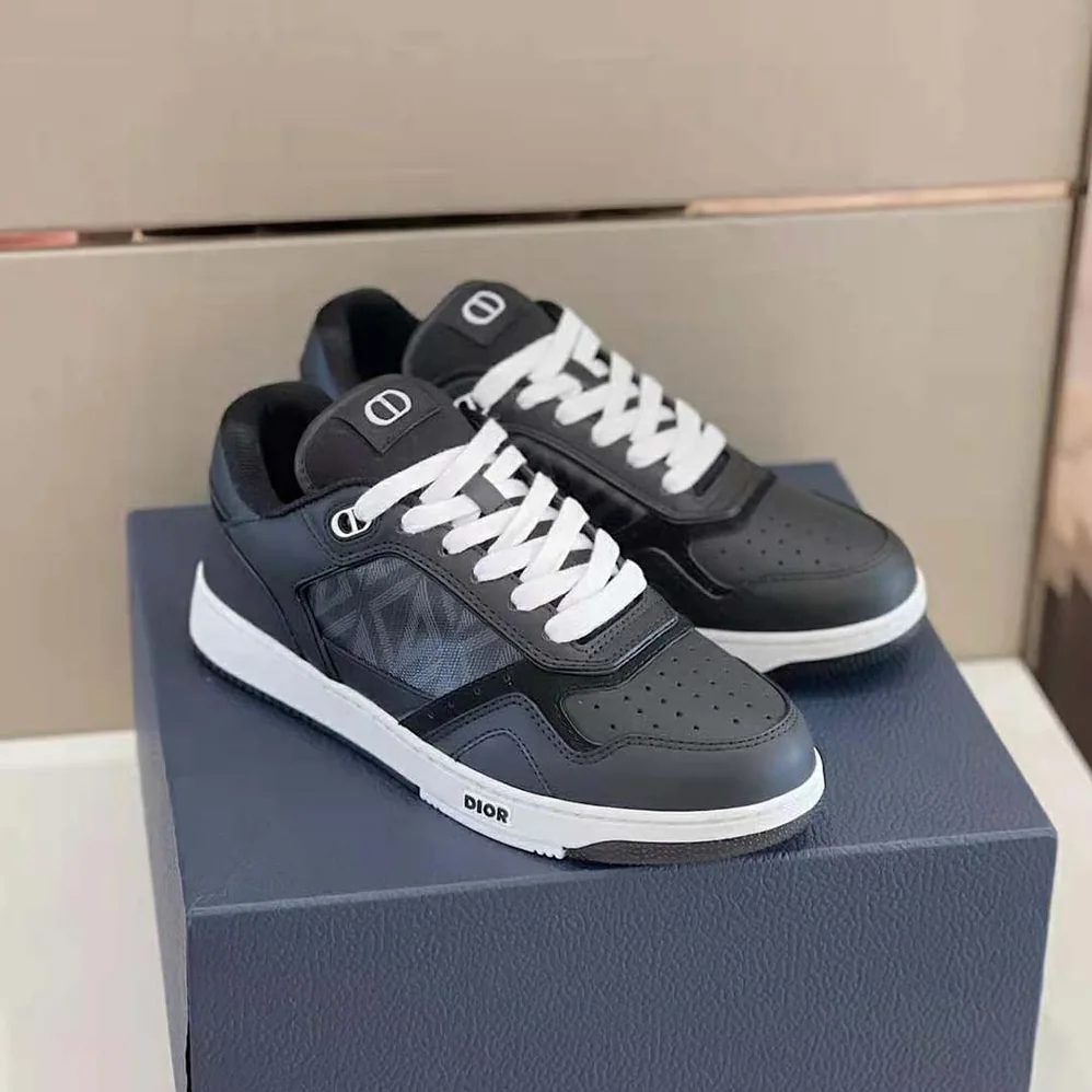 Dior B27 Low-Top Sneaker Black Smooth Calfskin and CD Diamond Canvas for Men
