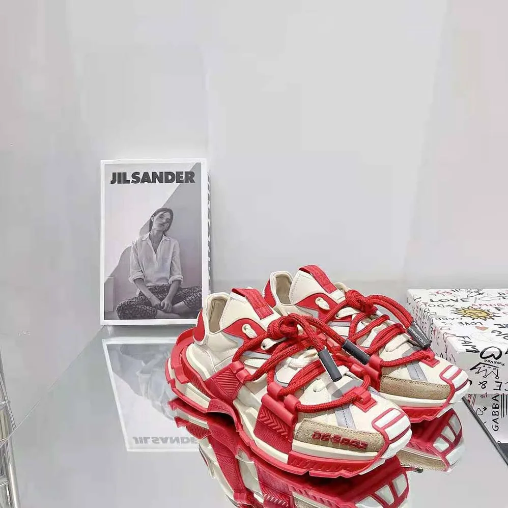 Dolce Gabbana D&G Mixed-Material Space Sneakers for Men in Red