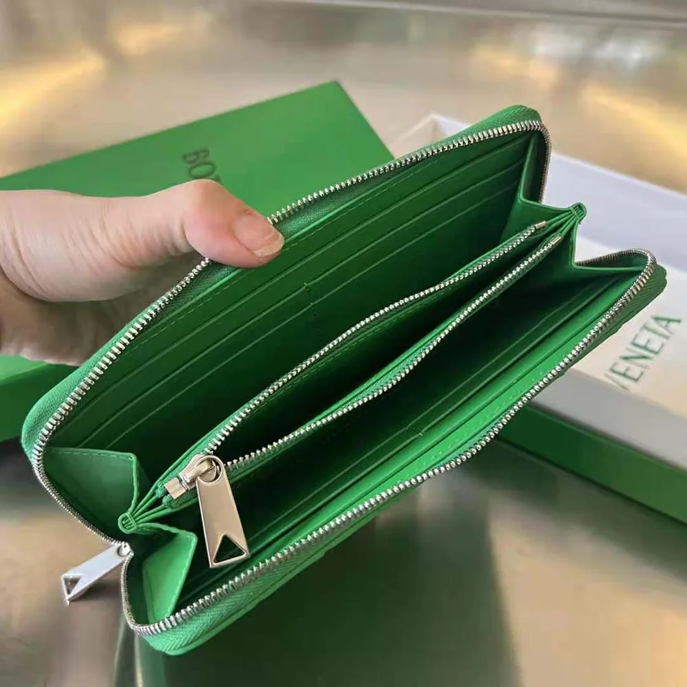 Bottega Veneta Intrecciato Zip Around Wallet for Unisex in Green