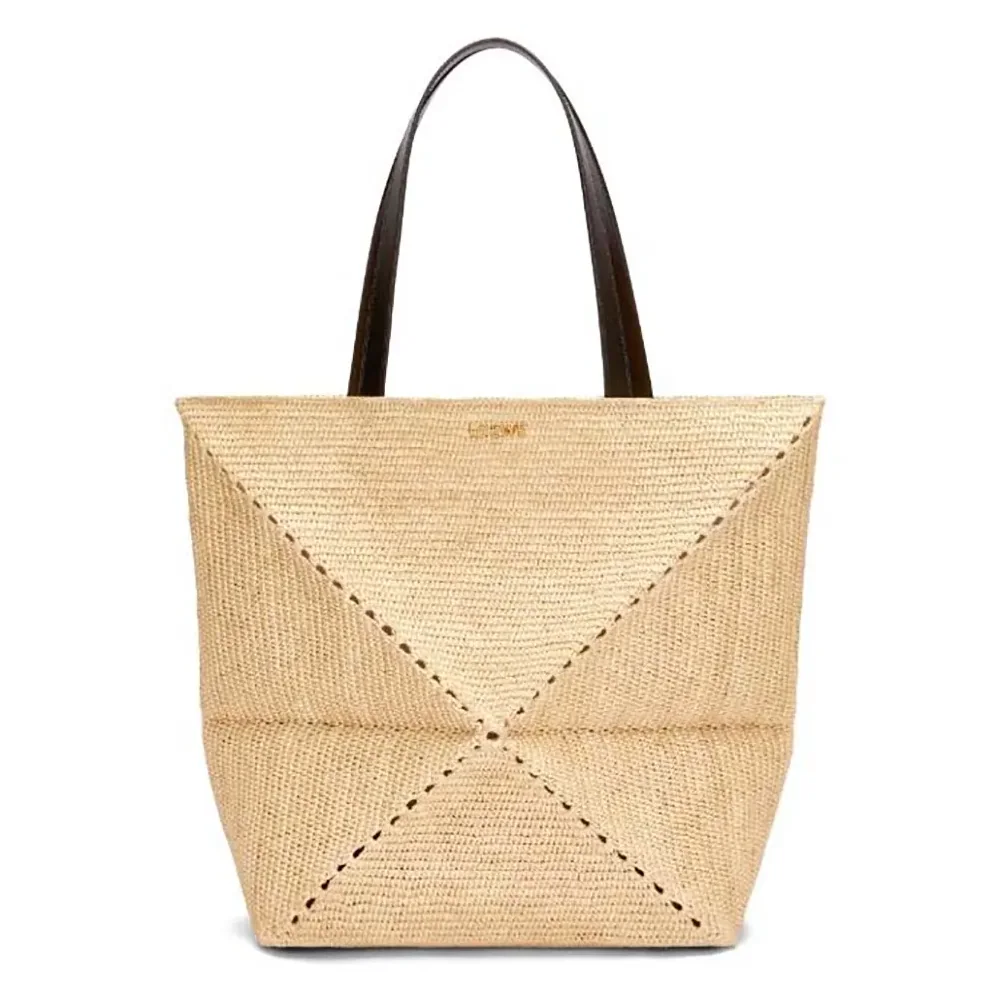 Loewe XL Puzzle Fold Tote in Raffia for Women Loewe XL Puzzle Fold Tote in Raffia for Women