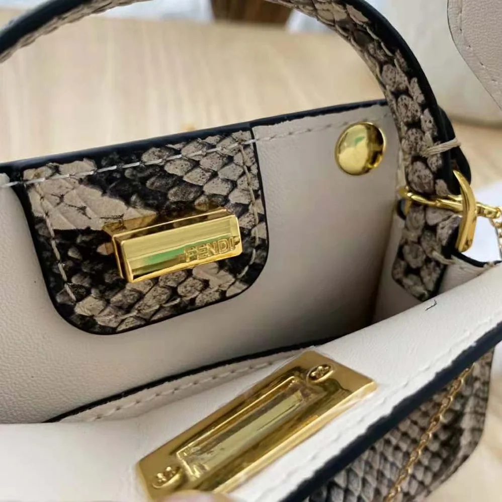 Fendi Nano Peekaboo Charm Brown Python Charm for Women Fendi Nano Peekaboo Charm Brown Python Charm for Women