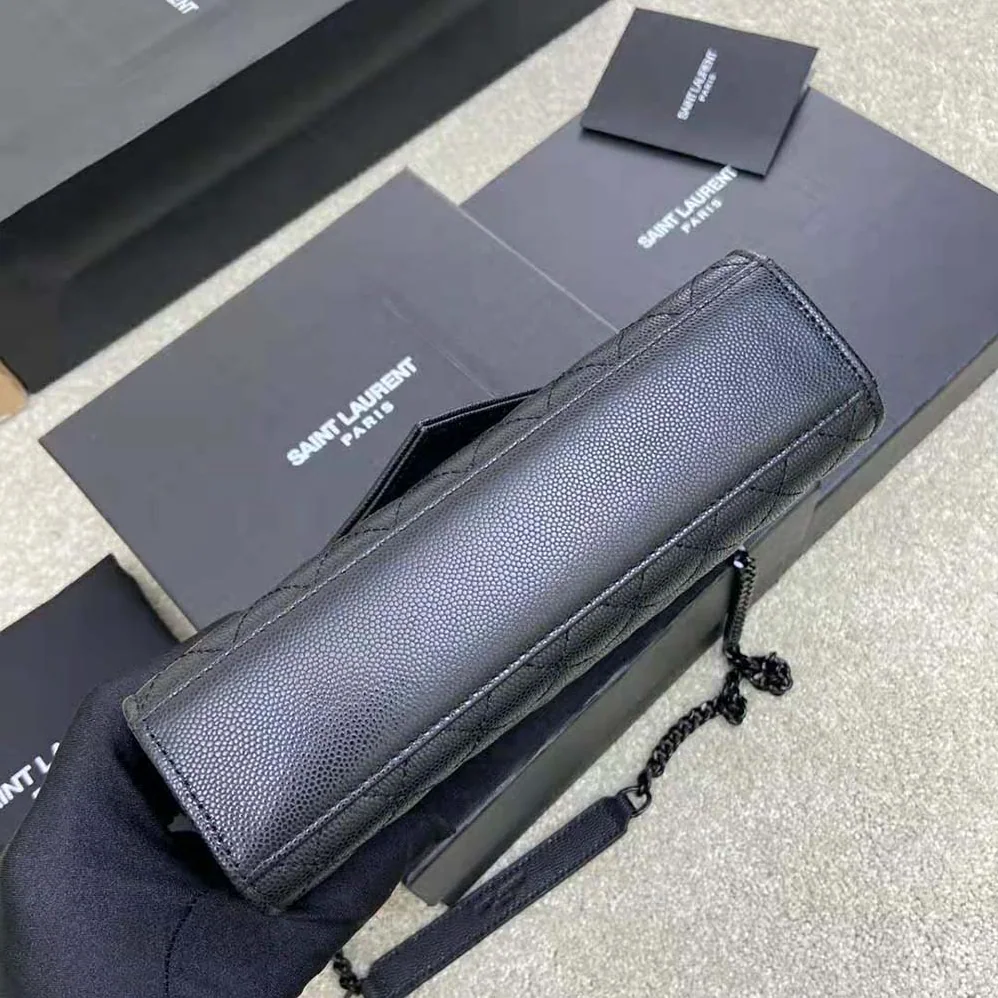 Saint Laurent YSL Envelope Small Bag in Mix Matelasse Grain DE Poudre Embossed Leather for Women in Black Saint Laurent YSL Envelope Small Bag in Mix Matelasse Grain DE Poudre Embossed Leather for Women in Black