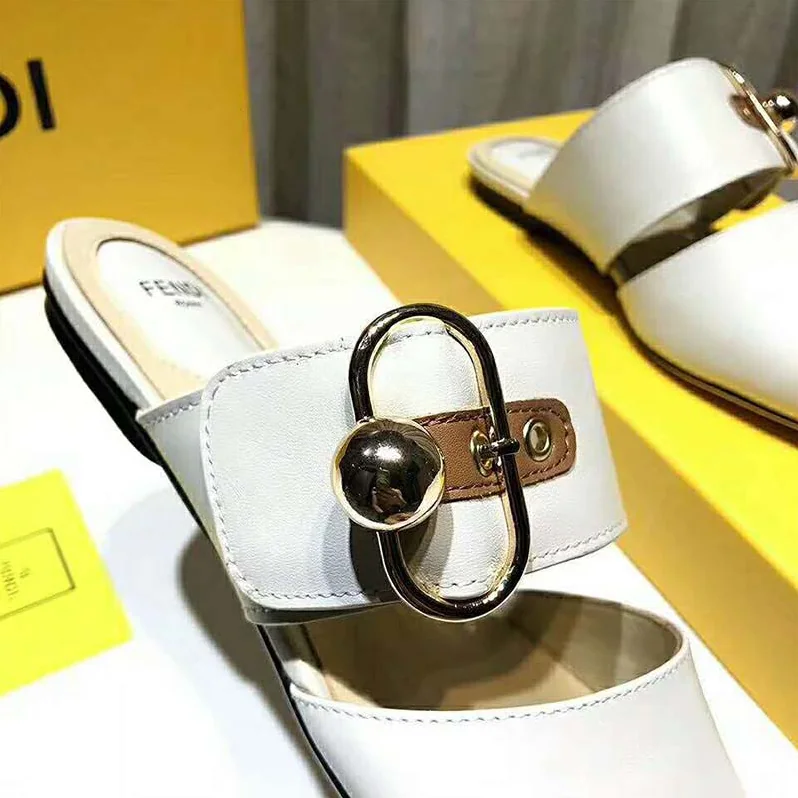 Fendi Shoes Sabots White Leather Slingbacks for Women