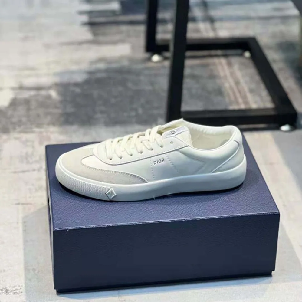 Dior B101 Sneaker Cream Smooth Calfskin and Greige Nubuck for Men Dior B101 Sneaker Cream Smooth Calfskin and Greige Nubuck for Men