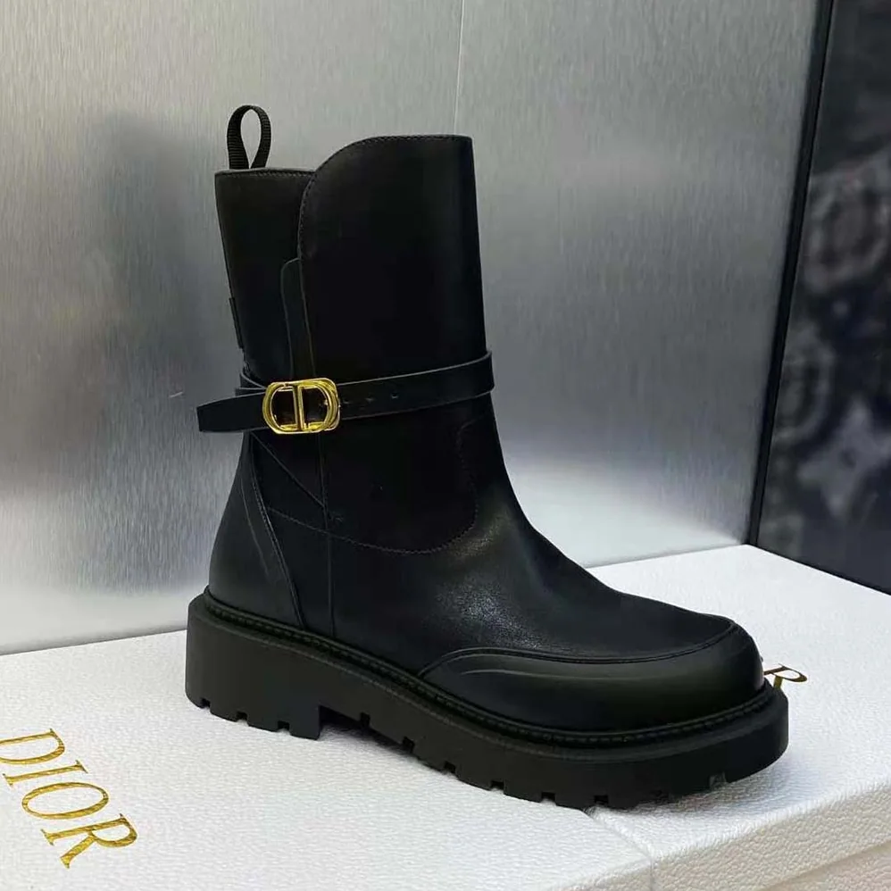 Dior Empreinte Ankle Boot Black Calfskin and Rubber for Women