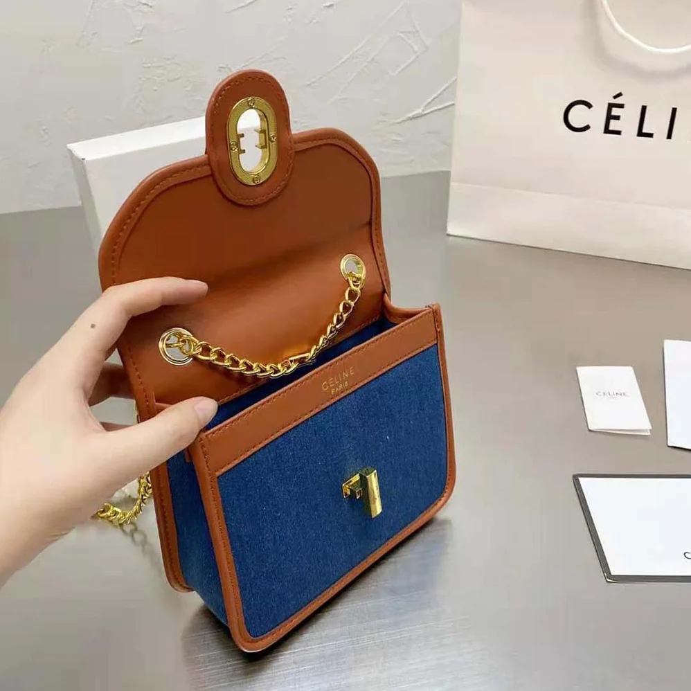 Celine Clutch Sulky in Denim and Calfskin for Women