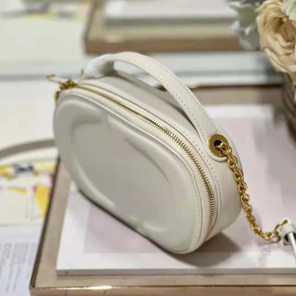 Dior CD Signature Oval Camera Bag Latte Calfskin with Embossed CD Signature for Women