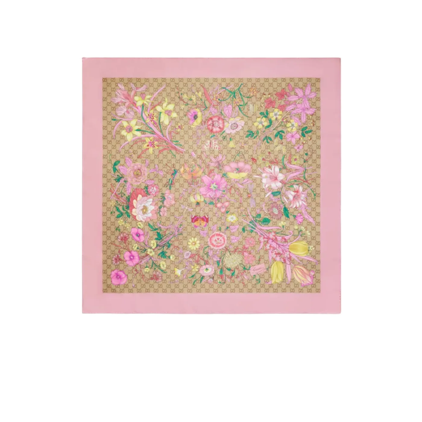 Gucci Printed GG Silk Twill Carre Scarf Light Pink in Multicolor Gucci Printed GG Silk Twill Carre Scarf Light Pink in Multicolor