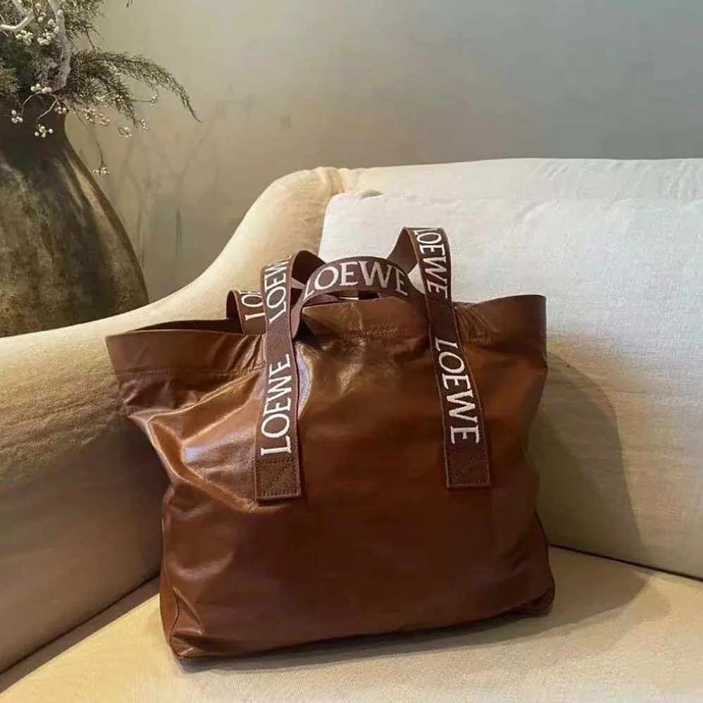 Loewe Fold Shopper in Paper Calfskin for Unisex in Brown