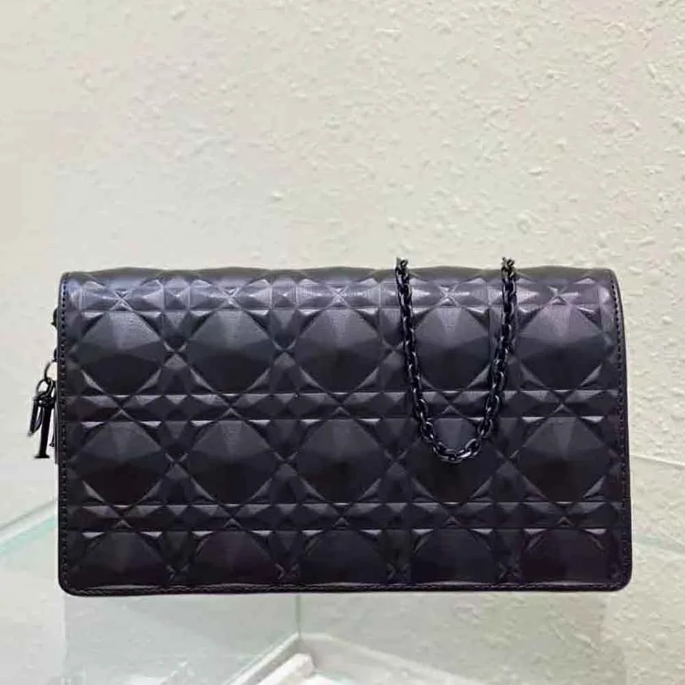 Dior Lady Dior Pouch Black Cannage Calfskin with Diamond Motif for Women Dior Lady Dior Pouch Black Cannage Calfskin with Diamond Motif for Women