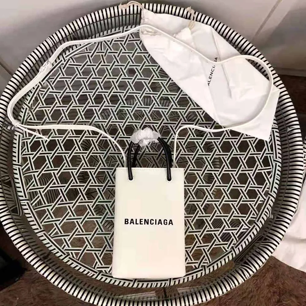 Balenciaga Shopping Phone Holder Shopping Phone Holder in White Squared Calfskin for Unisex