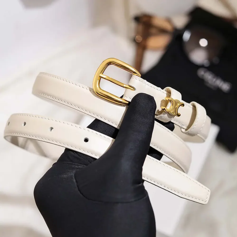 Celine Vivienne Belt 25Mm In Taurillon Leather for Women in White Celine Vivienne Belt 25Mm In Taurillon Leather for Women in White