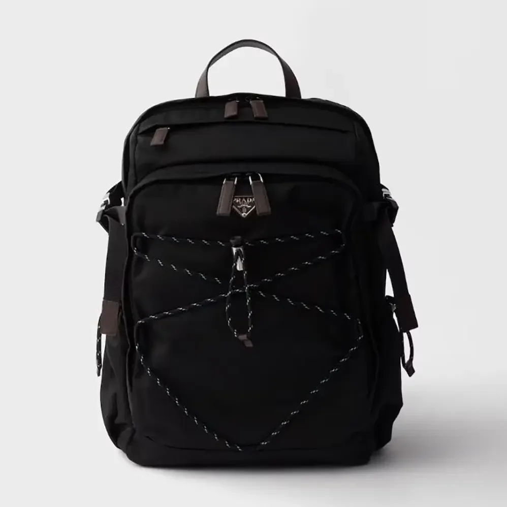 Prada Speedrock Re-Nylon And Leather Backpack for Unisex in Black