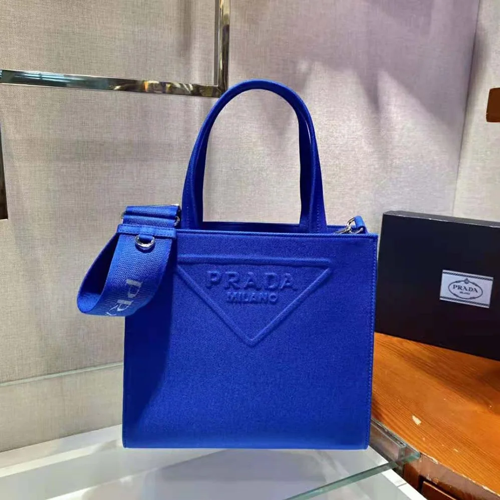 Prada Drill Tote Handles Bag for Women in Blue Prada Drill Tote Handles Bag for Women in Blue