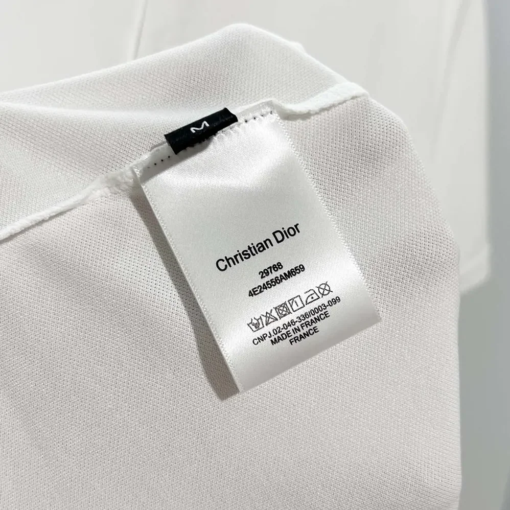 Dior Polo Shirt with Dior Clover Embroidery White Cotton Piqué for Men Dior Polo Shirt with Dior Clover Embroidery White Cotton Piqué for Men