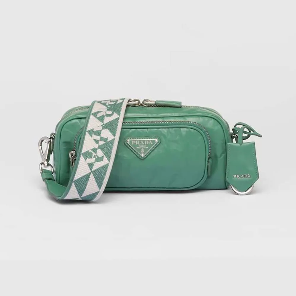 Prada Nappa Antique Leather Multi-Pocket Shoulder Bag for Women in Green Prada Nappa Antique Leather Multi-Pocket Shoulder Bag for Women in Green