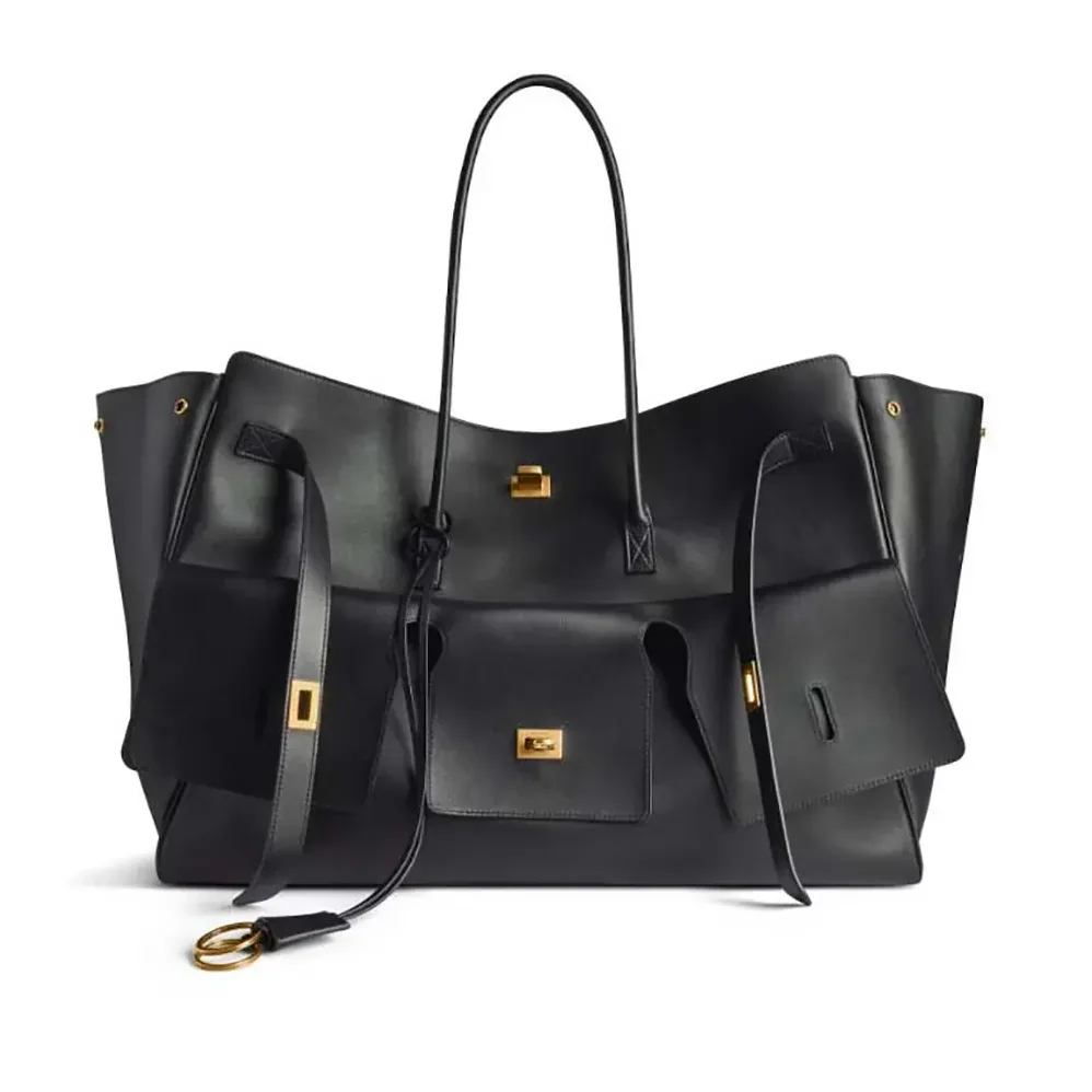 Balenciaga Bel Air XL Carry All Bag in Black Smooth Calfskin for Women in Gold Balenciaga Bel Air XL Carry All Bag in Black Smooth Calfskin for Women in Gold
