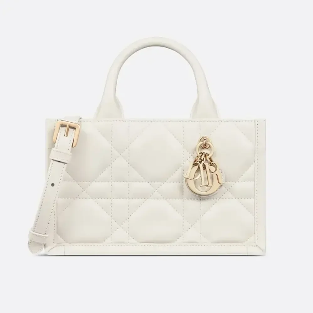 Dior Mini Dior Book Tote Latte Macrocannage Calfskin for Women