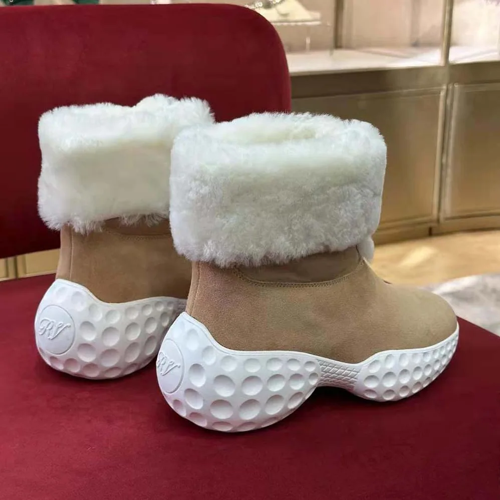 Roger Vivier Viv' Run Light Fur Ankle Boots in Suede for Women Roger Vivier Viv' Run Light Fur Ankle Boots in Suede for Women