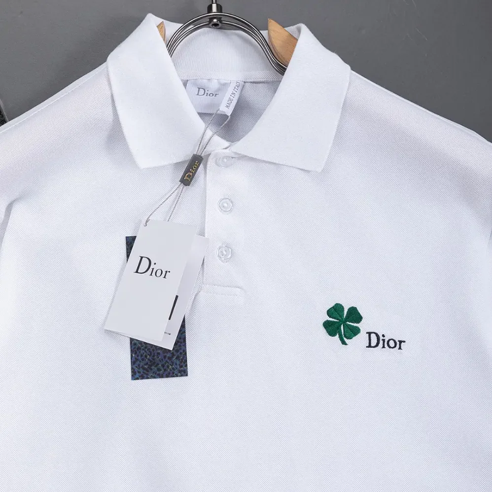 Dior Polo Shirt with Dior Clover Embroidery White Cotton Piqué for Women Dior Polo Shirt with Dior Clover Embroidery White Cotton Piqué for Women