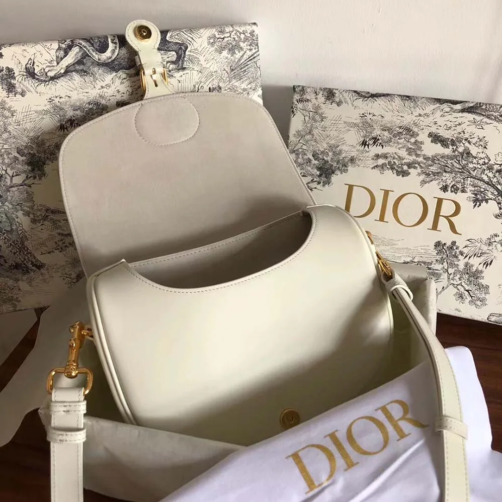 Dior Medium Dior Bobby Bag Denim Box Calfskin for Women in White