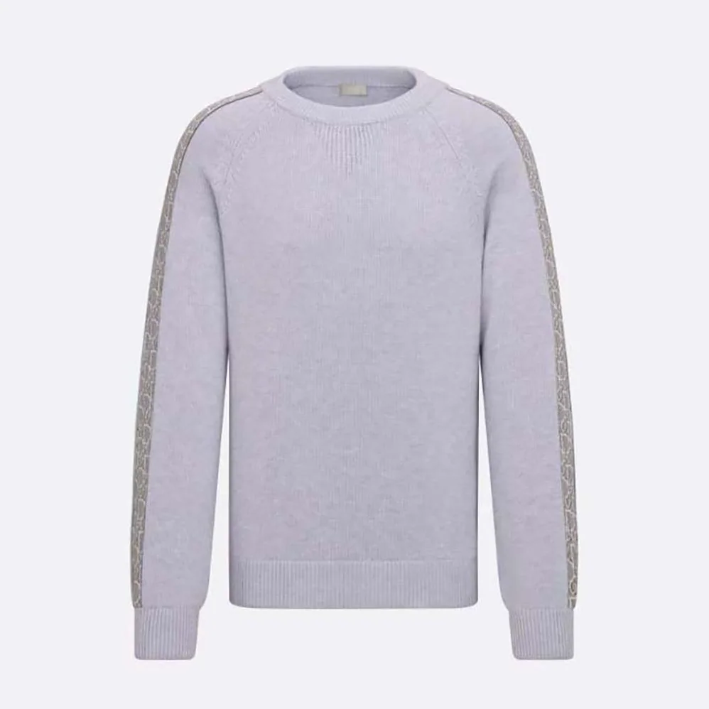 Dior Sweater with Dior Oblique Inserts Gray Cotton Jersey for Men