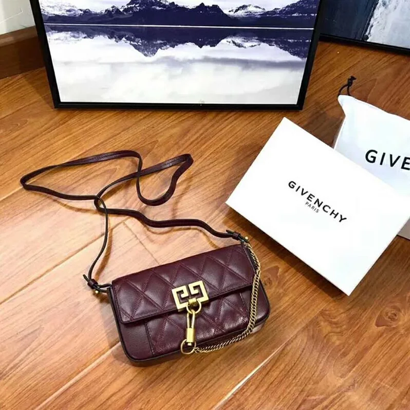 Givenchy Mini Pocket Bag in Diamond Quilted Leather for Women in Maroon Givenchy Mini Pocket Bag in Diamond Quilted Leather for Women in Maroon