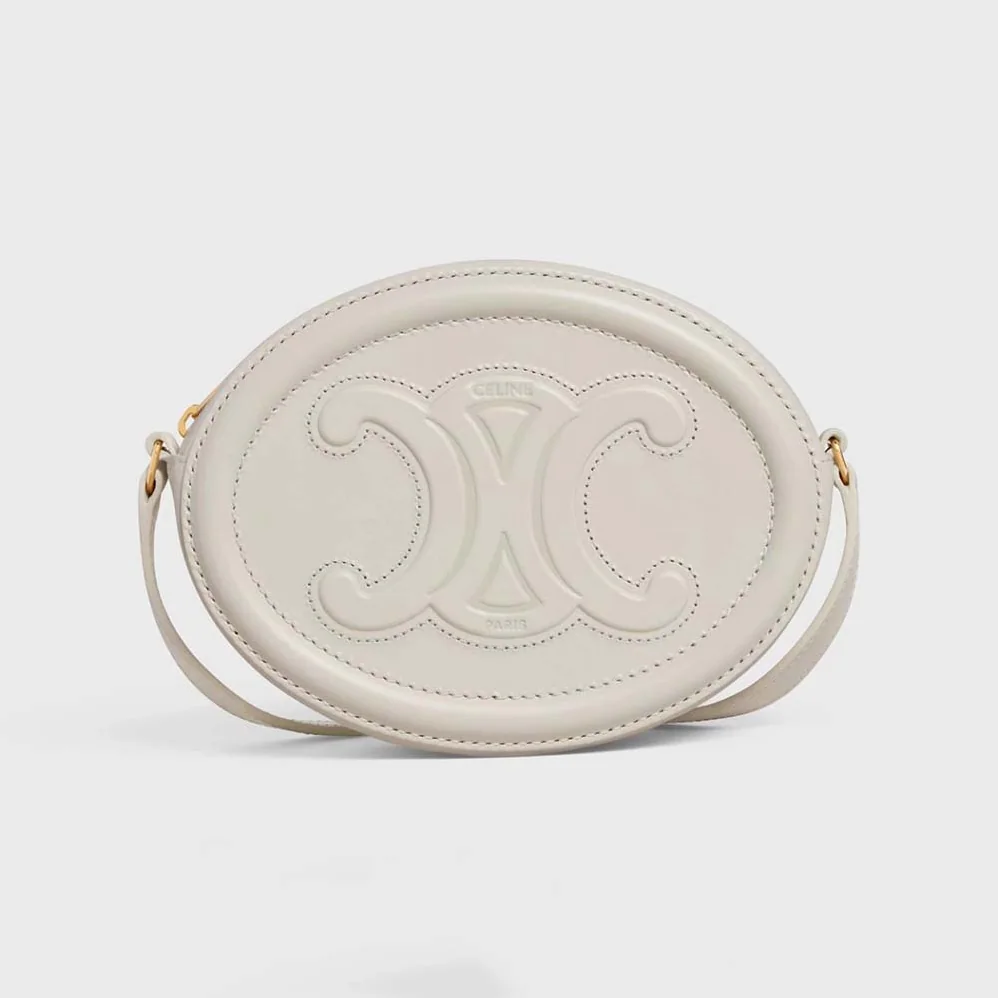 Celine Crossbody Oval Purse Cuir Triomphe in Smooth Calfskin for Women in White