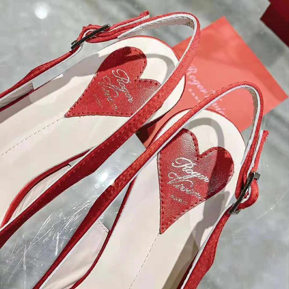 Roger Vivier Virgule Strass Buckle Slingback Pumps in Satin for Women in Red Roger Vivier Virgule Strass Buckle Slingback Pumps in Satin for Women in Red