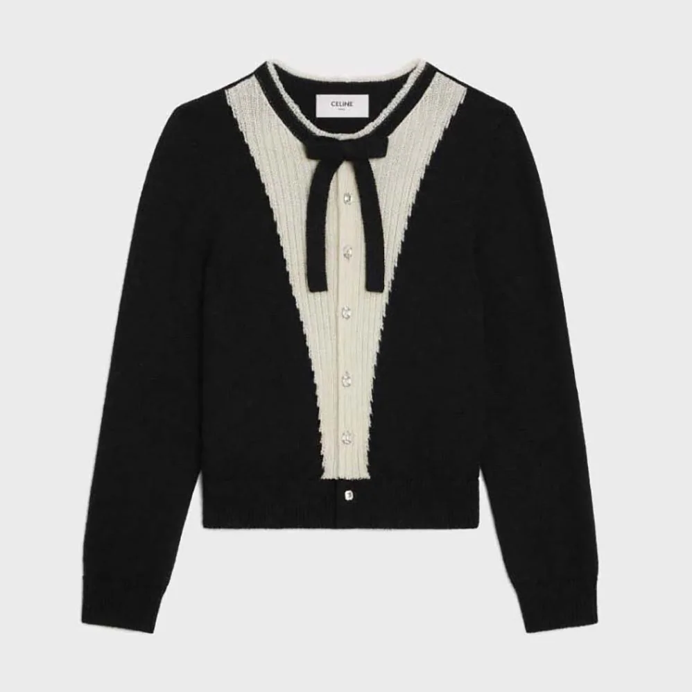 Celine Cardigan with Bow in Alpaca for Men in Black
