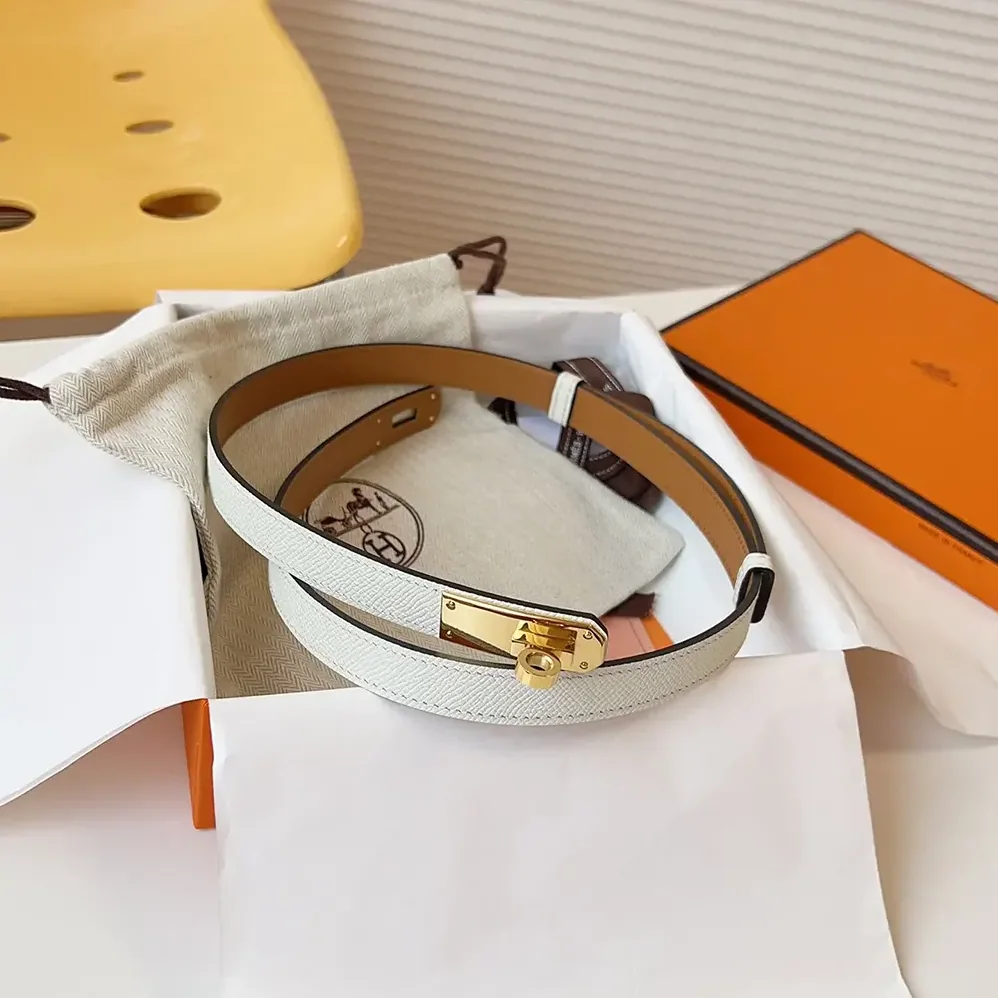 Hermes Kelly 18 Belt for Women in White