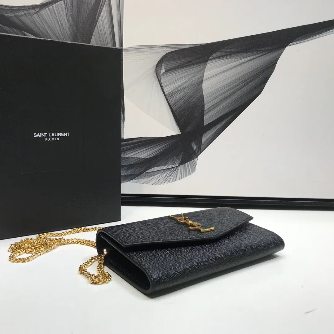 Saint Laurent Uptown Chain Wallet Black in YSL Saint Laurent Uptown Chain Wallet Black in YSL