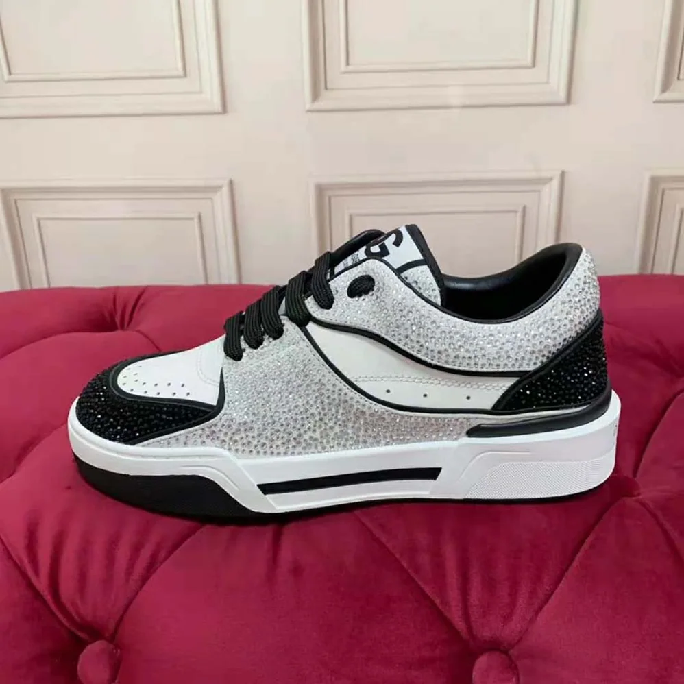 Dolce Gabbana D&G Calfskin New Roma Sneakers with Fusible Rhinestones for Unisex Dolce Gabbana D&G Calfskin New Roma Sneakers with Fusible Rhinestones for Unisex