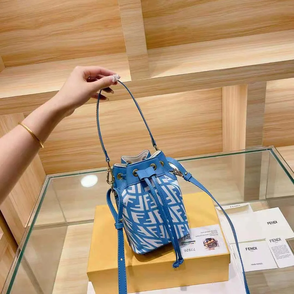 Fendi Mon Tresor Glazed Canvas Mini-Bag for Women in Blue Fendi Mon Tresor Glazed Canvas Mini-Bag for Women in Blue