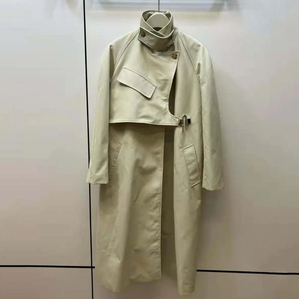 Givenchy Trench Coat in Cotton Twill with U-lock Buckle for Women in Light Beige