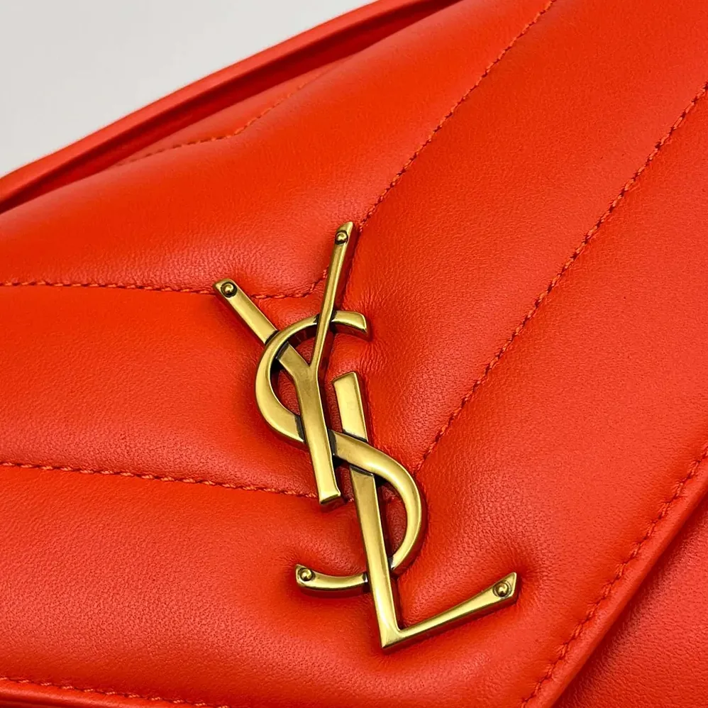 Saint Laurent YSL Loulou Small in Matelasse Lambskin for Women in Orange