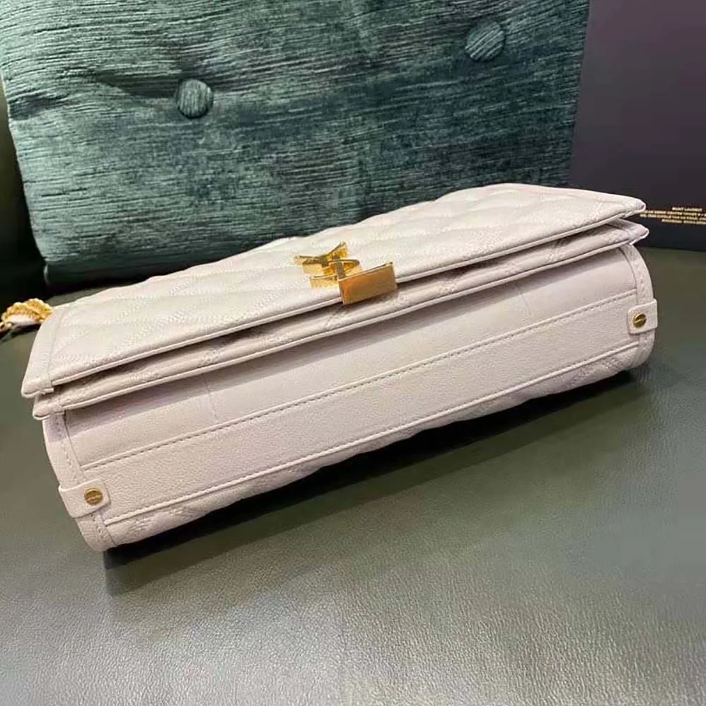 Saint Laurent YSL Becky Mmini Chain Bag in Carre-Quilted Lambskin for Women in White Saint Laurent YSL Becky Mmini Chain Bag in Carre-Quilted Lambskin for Women in White