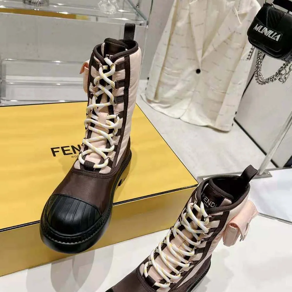 Fendi Domino Pink Nylon Biker Boots for Women Fendi Domino Pink Nylon Biker Boots for Women