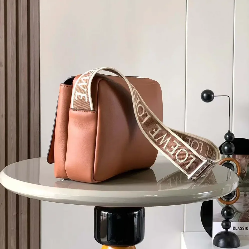 Loewe XS Military Messenger Bag in Supple Smooth Calfskin and Jacquard for Men in Brown